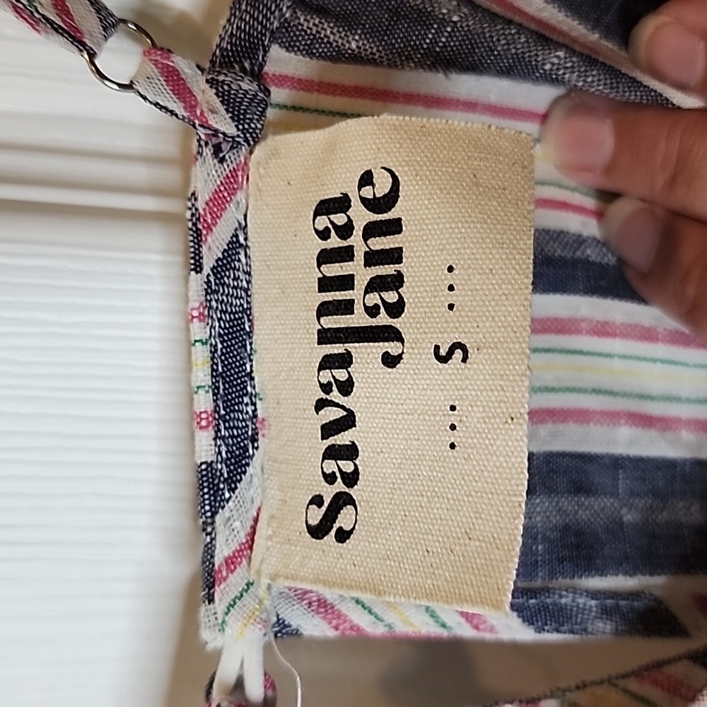 Savanna Jane Embroidered Babydoll Cami Striped Mini Dress, Size Small - Picture 8 of 9